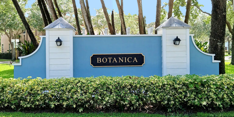 Discover Charm of Botanica Community in Jupiter, Florida 33458 Botanica Jupiter 33458 Blue Entry Sign