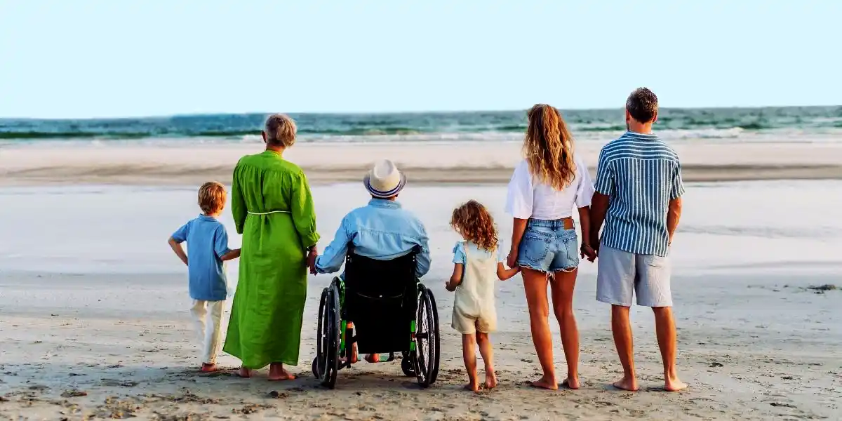 Family Beach Day Generations Wheelchair Beach Photo