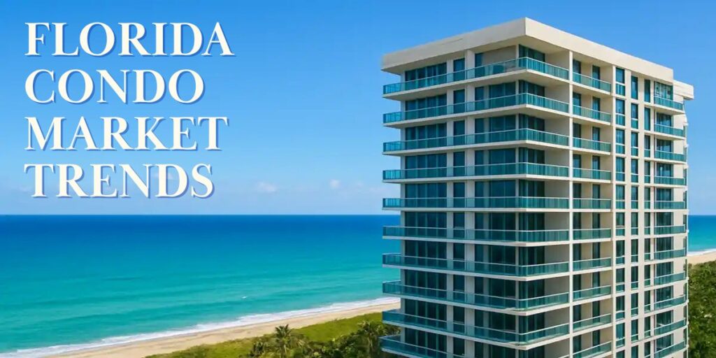 Florida Condo Market Trends Since Miami Surfside Collapse Florida Condo Market Trends Blue Sky Blue-Green Ocean Condo Building Image